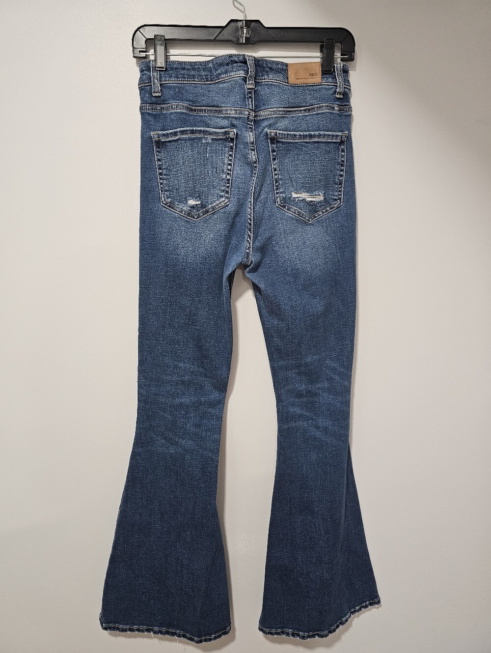 BKE Parker Women's Distressed Dark Blue Flare Jeans - Picture 4 of 5